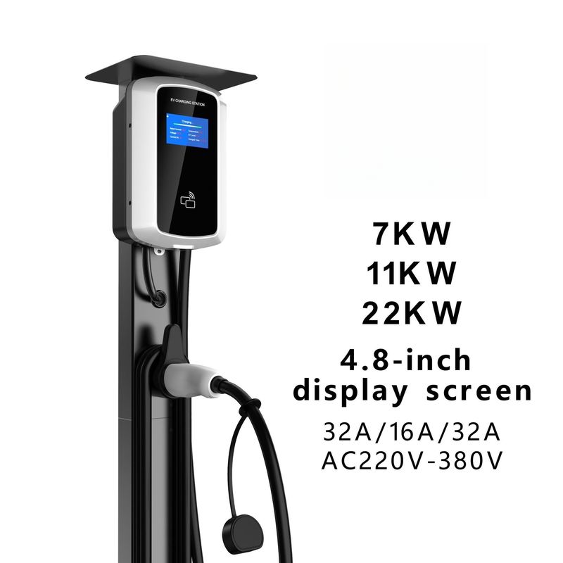 4,8 estação de carregamento fixada na parede do carregador EV da caixa da parede da C.A. do painel LCD 480V da polegada que Swiping o cartão