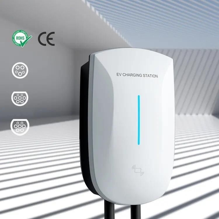 Nível 2 Ponto de carregamento de 7kw 11kw 22kw Indicador LED da estação de carregamento de veículos elétricos montado na parede