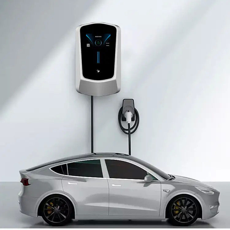 4.3 polegadas tela 11kw 22kw Pontos de carregamento de carro montados na parede com cabo de 5 metros