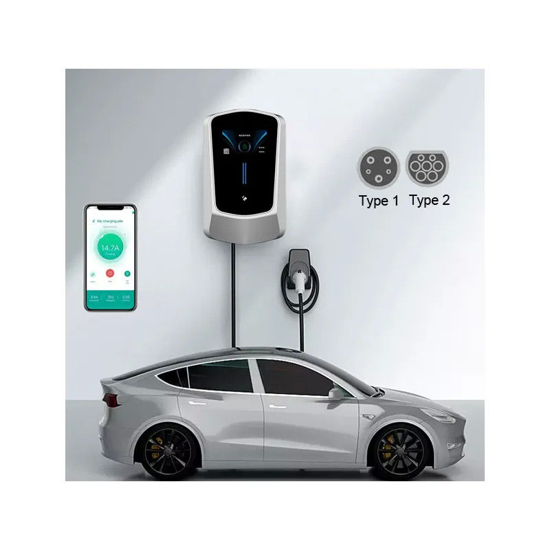 Carregador de caixa de parede tipo 1 tipo 2 Ev montado em coluna resistente aos raios UV