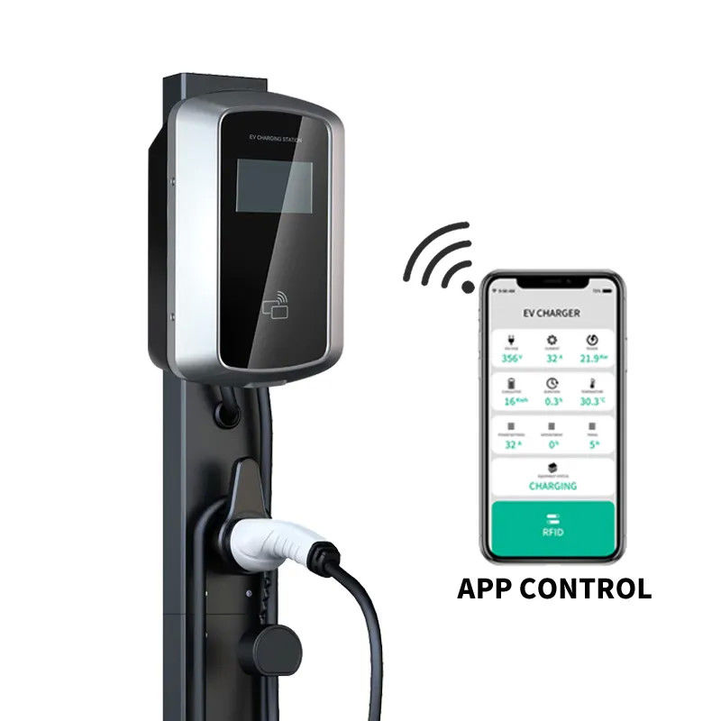 Cartão RFID Wifi Bluetooth Estação de Carregamento EV montada na parede AC Carregador de carro 16A 380V