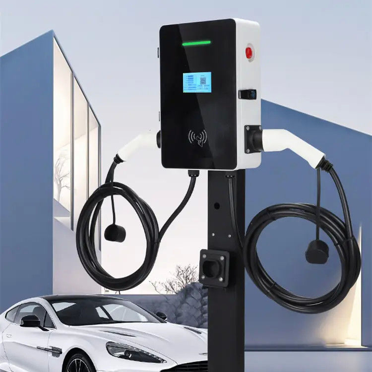 Tipo 2 Armas duplas 5m Cable Wall montado na estação de carregamento de EV tela LCD