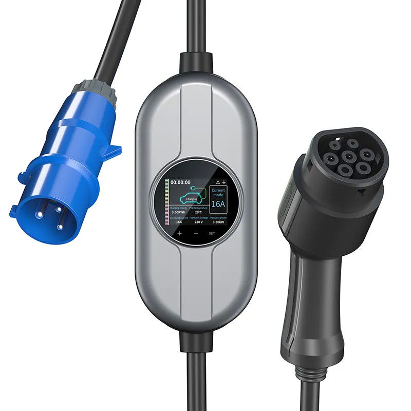 16A 32A 2,5 polegadas de tela LCD Estação de Carregamento EV Portátil Carregador EV Tipo 1 FCC