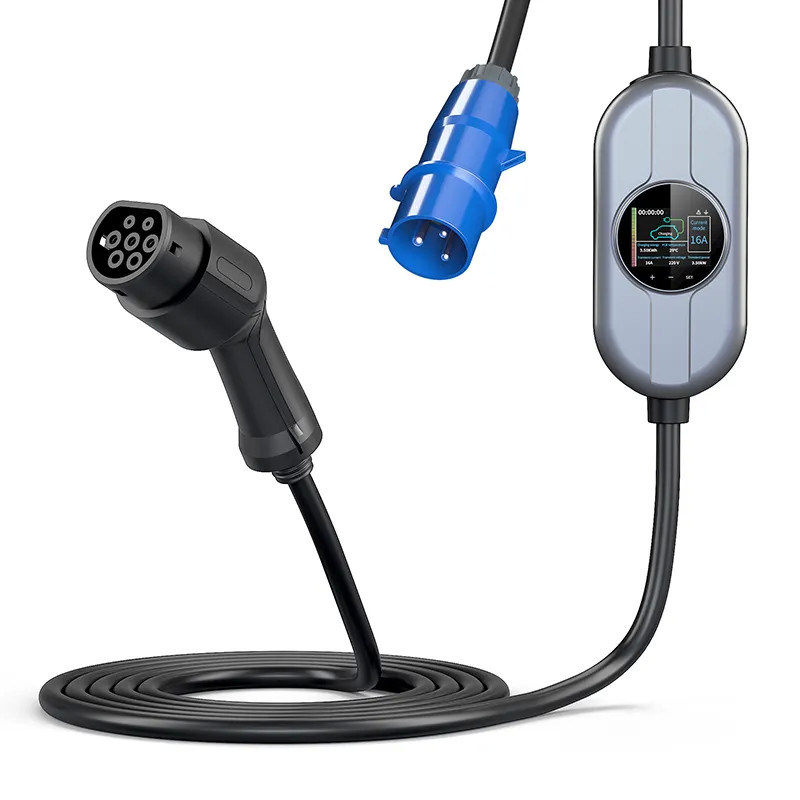 Carregador de veículos elétricos portátil tipo 1 tipo 2 impermeável à poeira