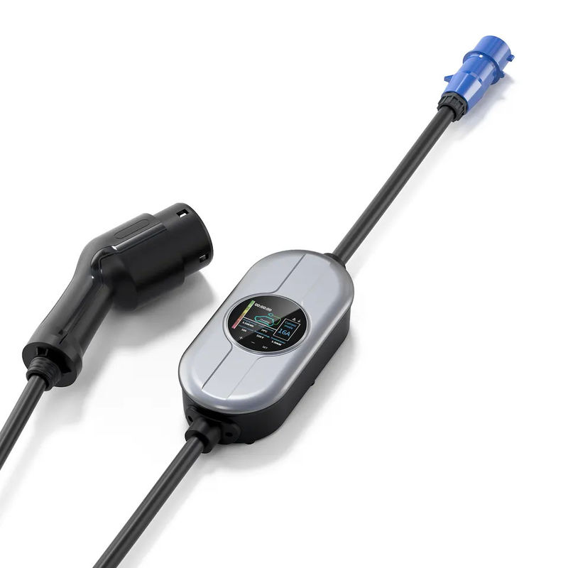 Tipo 2 IEC Lâmpada piloto de corrente reguladora OLCD Carregador portátil AC EV impermeável