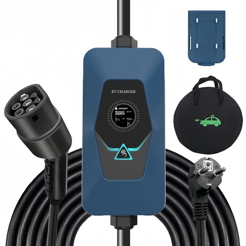 Tipo 2 ecrã 32A carregador portátil AC EV com certificado CE